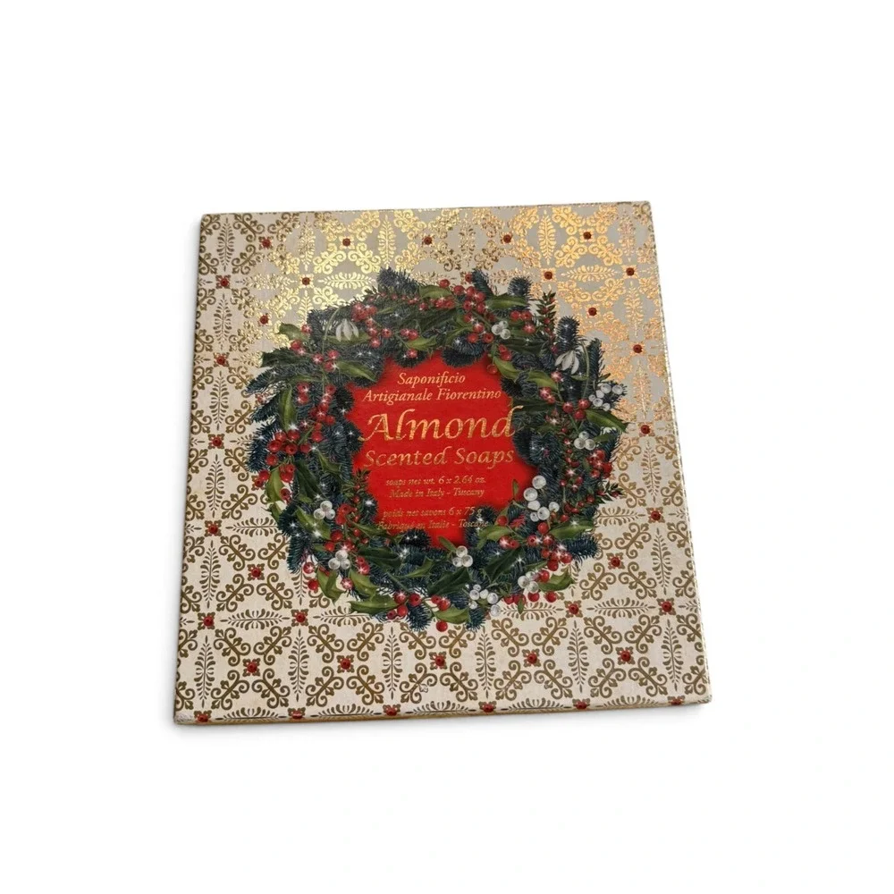 Saponificio Artigianale Fiorentino Almond Soap 6 Bar Gift Set Italy Christmas
